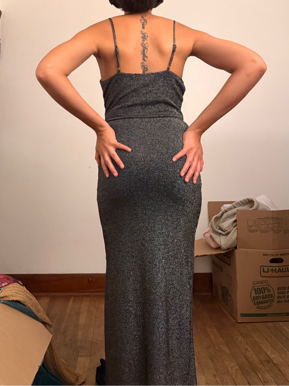 Sleeveless Metallic Charcoal Bodycon Dress • Forever21 - Picture 2 of 2
